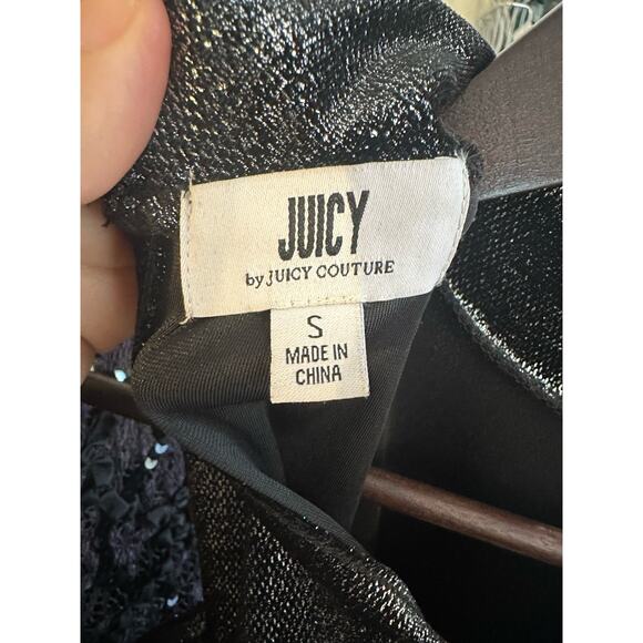 Juicy Couture Silver Bodycon Ruched Cold Shoulder Dress Velvet Size Small Y2K - Picture 9 of 10